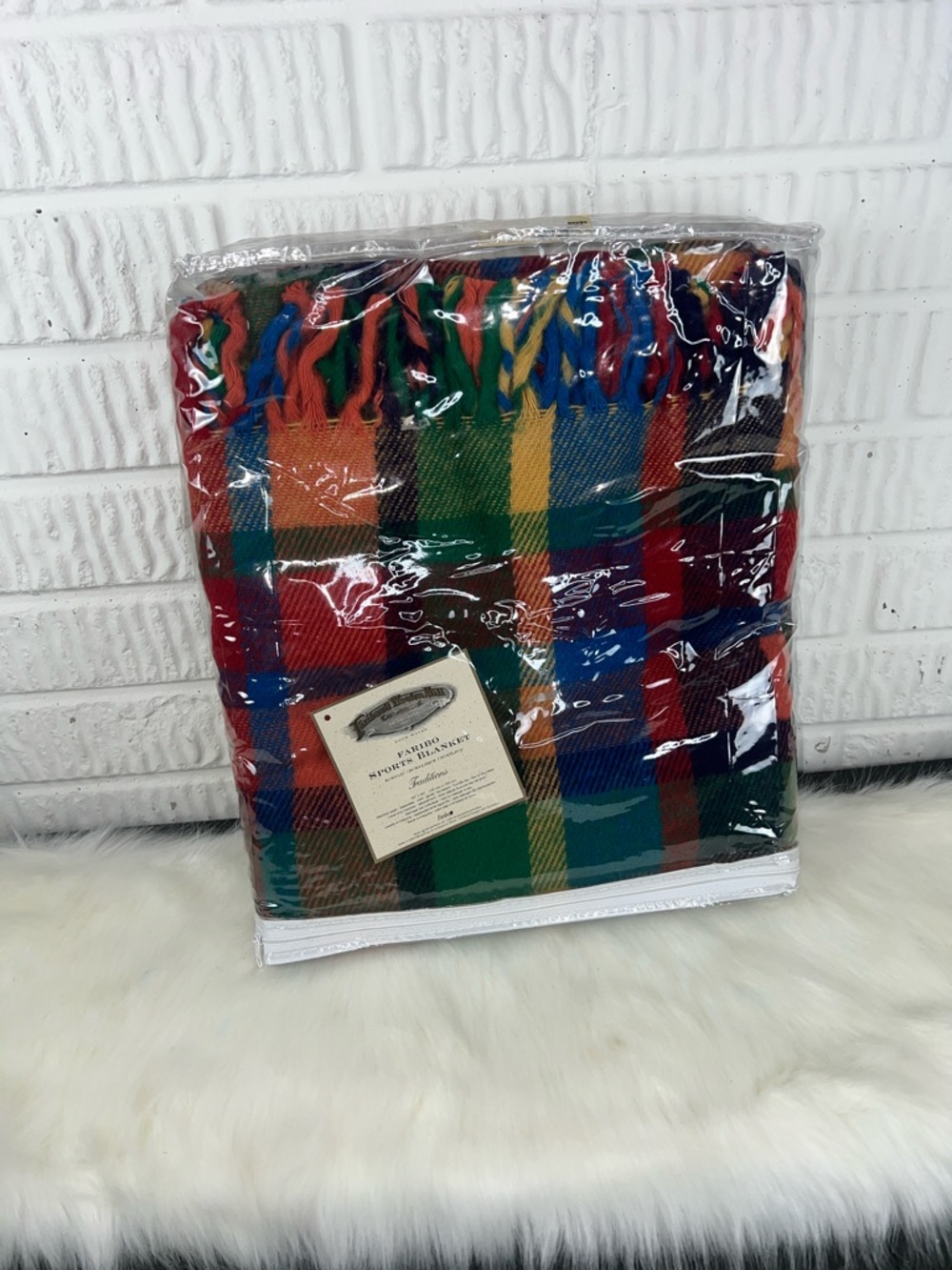 Vintage New Colorful Plaid Fringe Throw Blanket